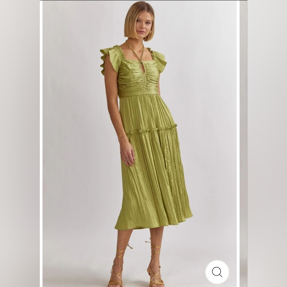 Green Crepe Silky Dress